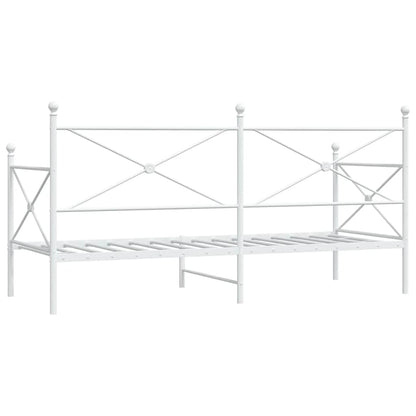 Day Bed without Mattress White 90x190 cm Steel