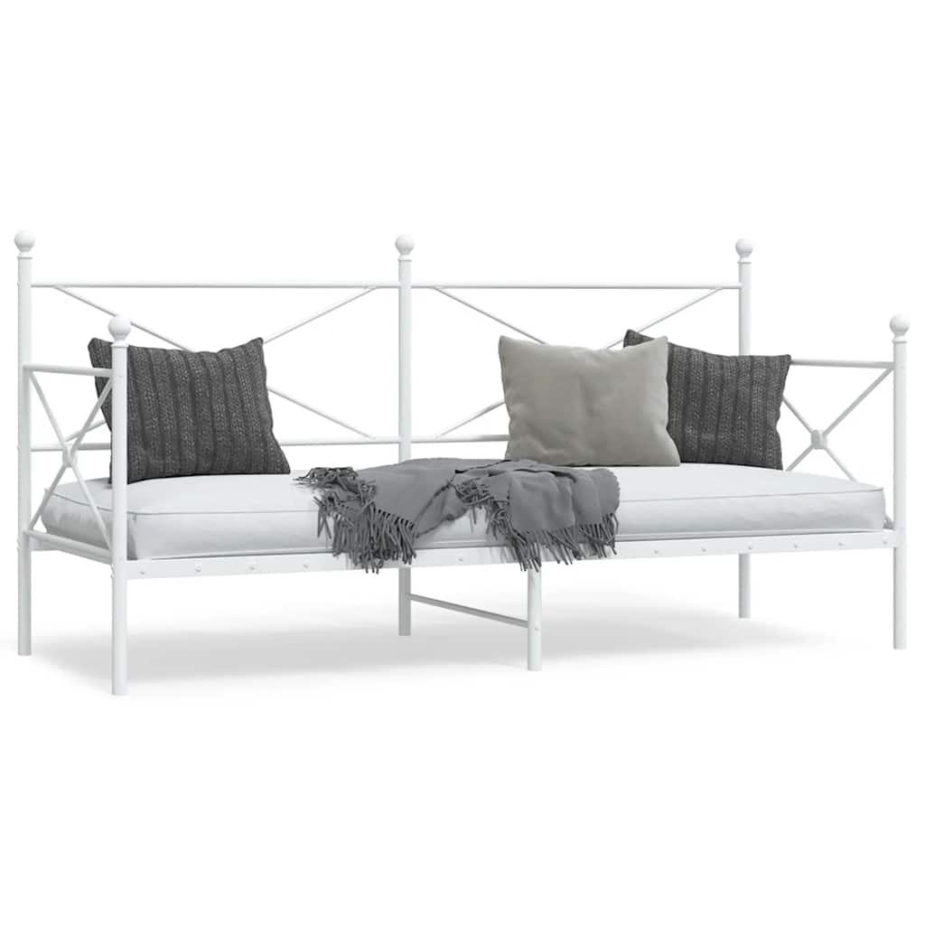 Day Bed without Mattress White 90x190 cm Steel