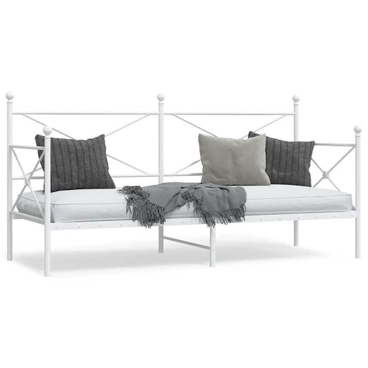 Day Bed without Mattress White 90x190 cm Steel