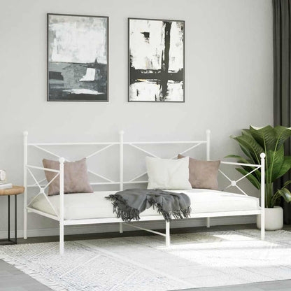 Day Bed without Mattress White 100x190 cm Steel