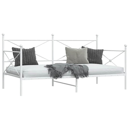 Day Bed without Mattress White 100x190 cm Steel