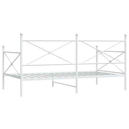Day Bed without Mattress White 100x190 cm Steel