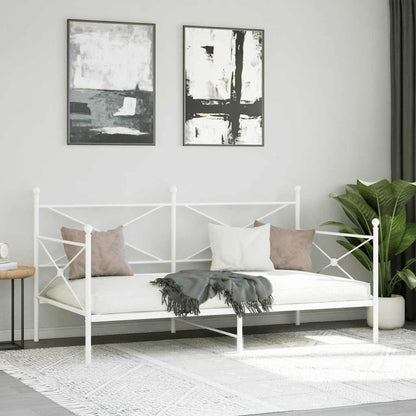 Day Bed without Mattress White 100x200 cm Steel
