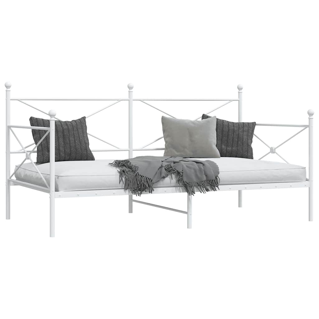 Day Bed without Mattress White 100x200 cm Steel