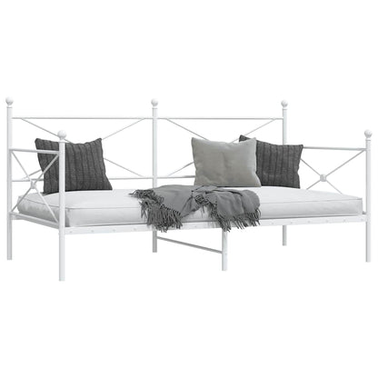 Day Bed without Mattress White 100x200 cm Steel