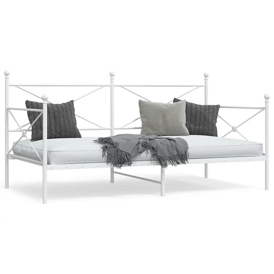 Day Bed without Mattress White 100x200 cm Steel