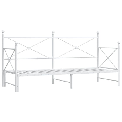 Daybed with Trundle without Mattress White 90x190 cm Steel