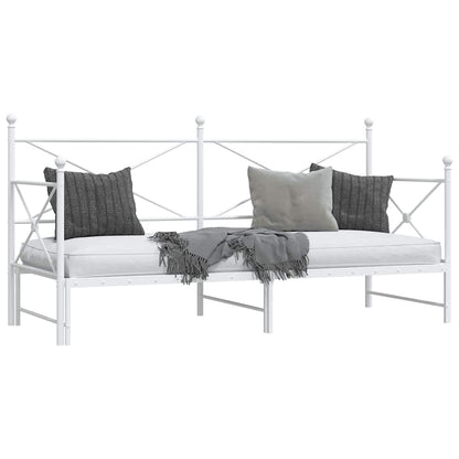 Daybed with Trundle without Mattress White 90x190 cm Steel