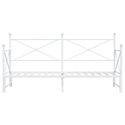 Daybed with Trundle without Mattress White 90x190 cm Steel