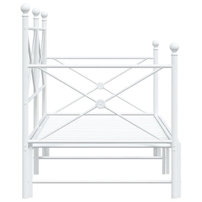 Daybed with Trundle without Mattress White 90x190 cm Steel