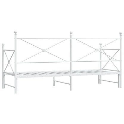 Daybed with Trundle without Mattress White 90x190 cm Steel