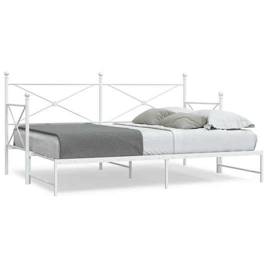 Daybed with Trundle without Mattress White 90x190 cm Steel