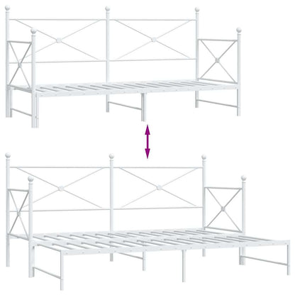 Daybed with Trundle without Mattress White 90x200 cm Steel