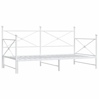 Daybed with Trundle without Mattress White 100x200 cm Steel