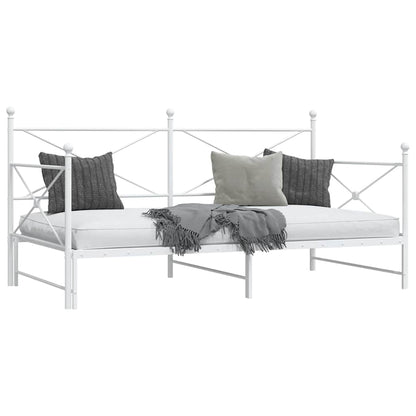 Daybed with Trundle without Mattress White 100x200 cm Steel