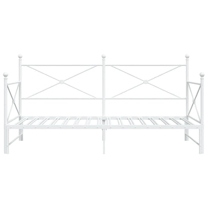 Daybed with Trundle without Mattress White 100x200 cm Steel