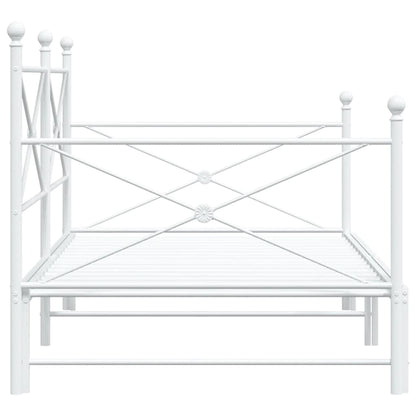 Daybed with Trundle without Mattress White 100x200 cm Steel