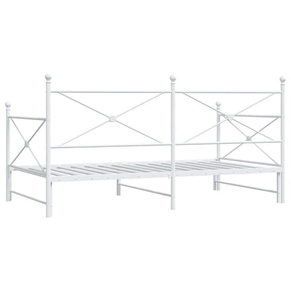 Daybed with Trundle without Mattress White 100x200 cm Steel