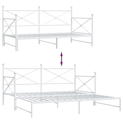 Daybed with Trundle without Mattress White 100x200 cm Steel