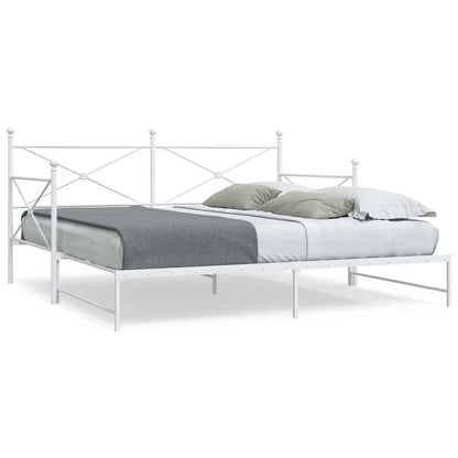 Daybed with Trundle without Mattress White 100x200 cm Steel