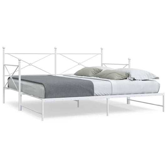 Daybed with Trundle without Mattress White 100x200 cm Steel