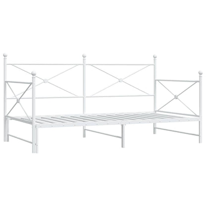Daybed with Trundle without Mattress White 107x203 cm Steel