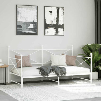 Daybed with Trundle without Mattress White 107x203 cm Steel