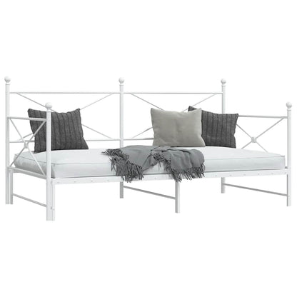 Daybed with Trundle without Mattress White 107x203 cm Steel