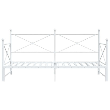Daybed with Trundle without Mattress White 107x203 cm Steel