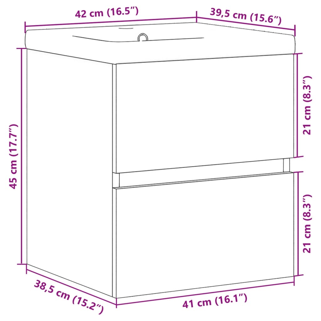 2 Piece Bathroom Furniture Set Concrete Grey Engineered Wood