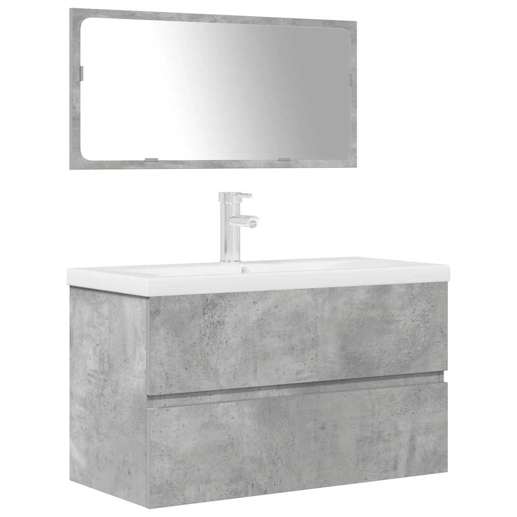 3 Piece Bathroom Furniture Set Concrete Grey Engineered Wood