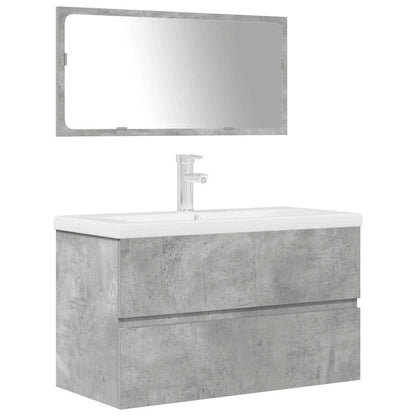 3 Piece Bathroom Furniture Set Concrete Grey Engineered Wood