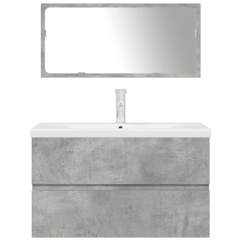 3 Piece Bathroom Furniture Set Concrete Grey Engineered Wood
