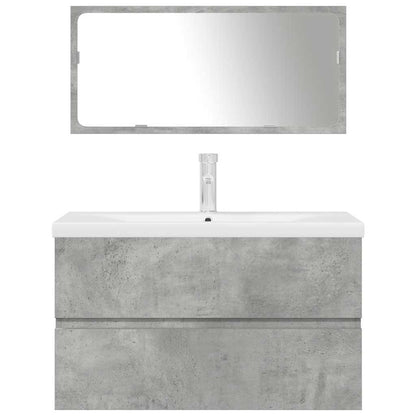 3 Piece Bathroom Furniture Set Concrete Grey Engineered Wood