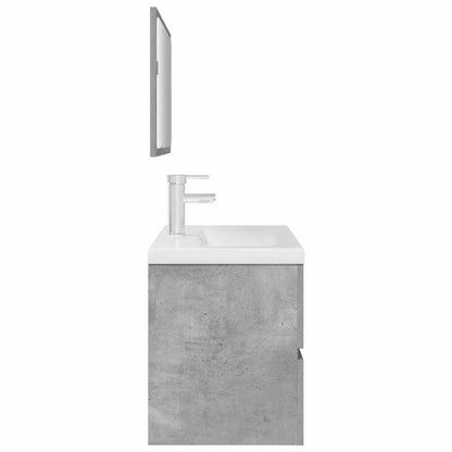 3 Piece Bathroom Furniture Set Concrete Grey Engineered Wood
