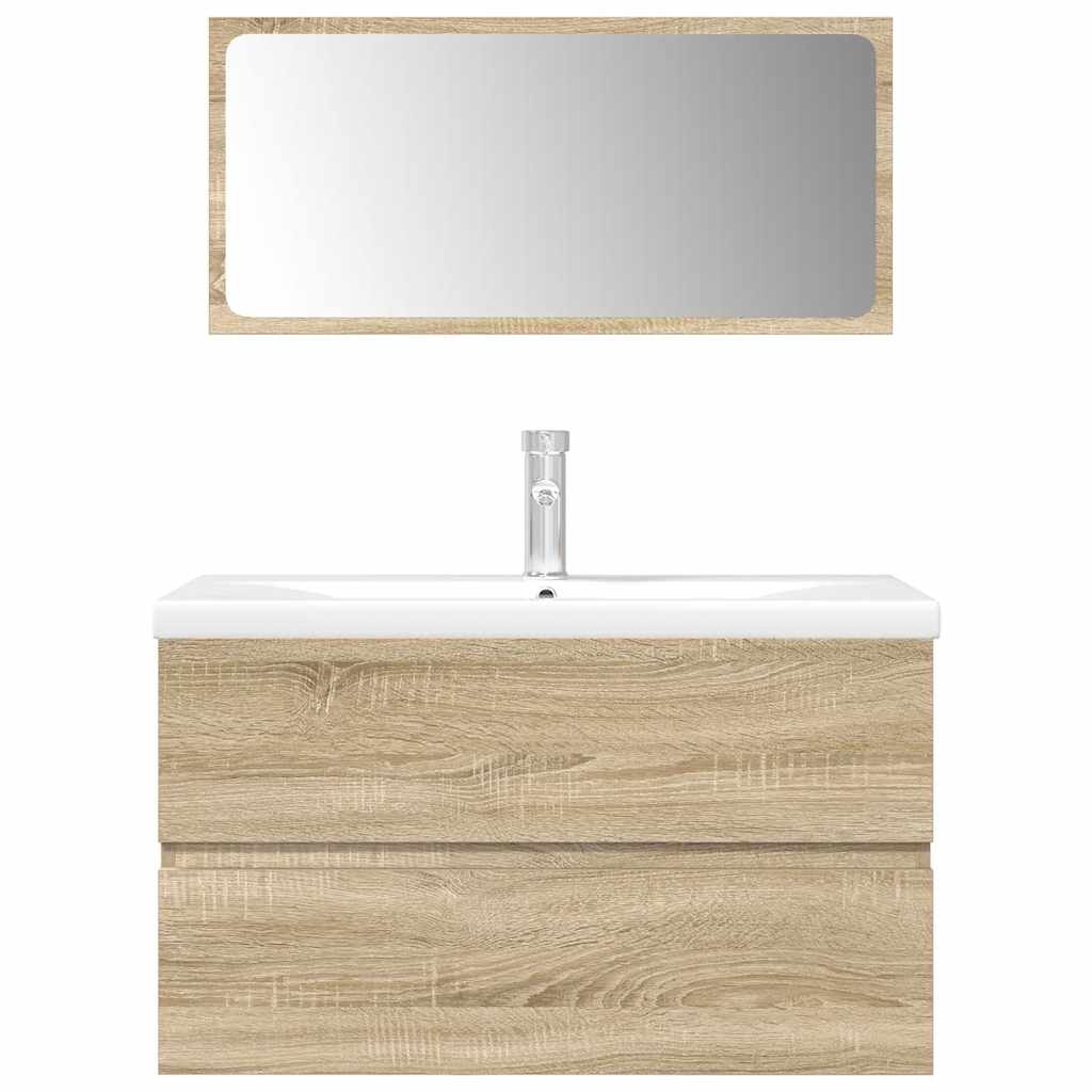 3 Piece Bathroom Furniture Set Sonoma Oak Engineered Wood