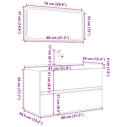 3 Piece Bathroom Furniture Set Sonoma Oak Engineered Wood