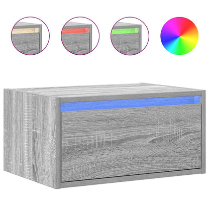 Wall-mounted Bedside Cabinets with LED Lights 2 pcs Grey Sonoma