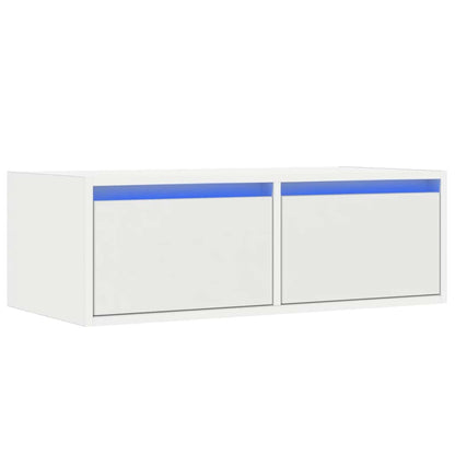 TV Cabinet with LED Lights White 75x35.5x25 cm