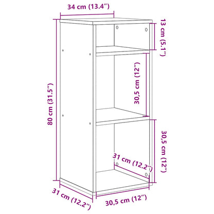 Book Cabinet Black 34x31x80 cm Engineered Wood