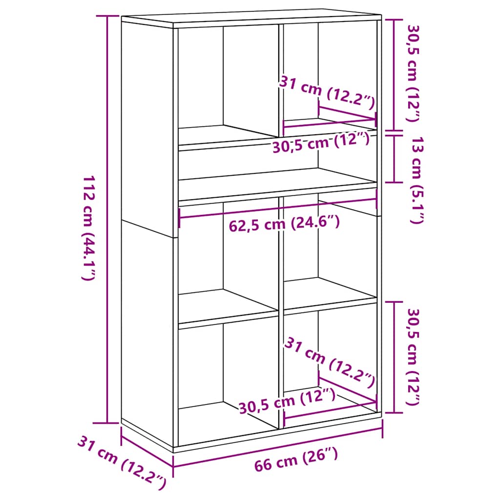 Book Cabinet Black 66x31x112 cm Engineered Wood