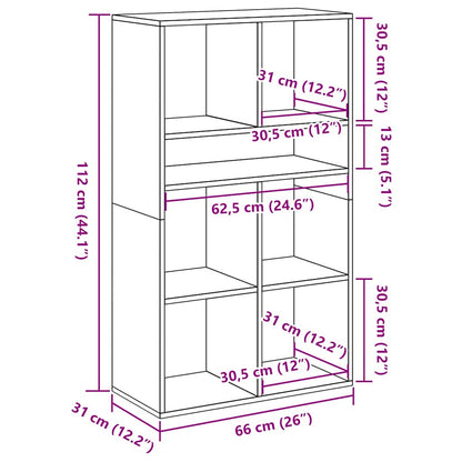 Book Cabinet Black 66x31x112 cm Engineered Wood