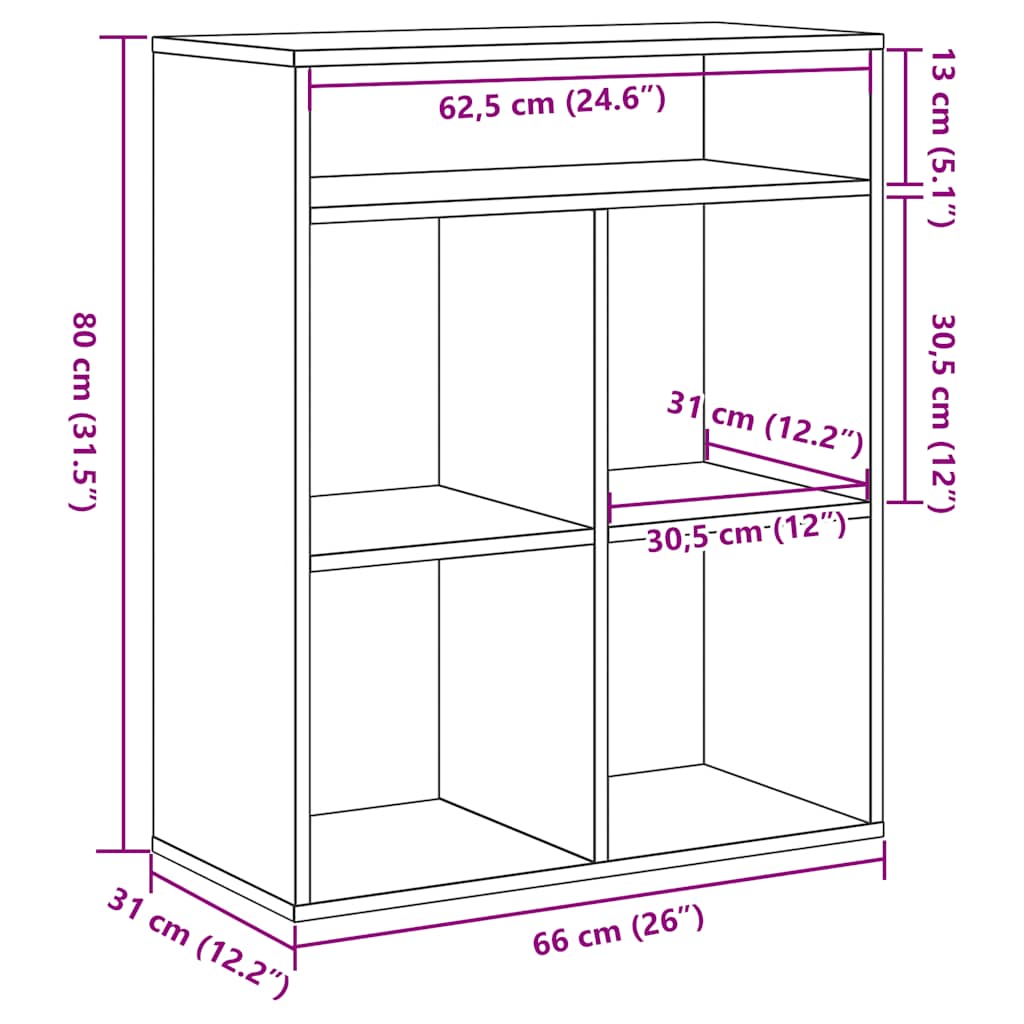 Book Cabinet Black 66x31x80 cm Engineered Wood