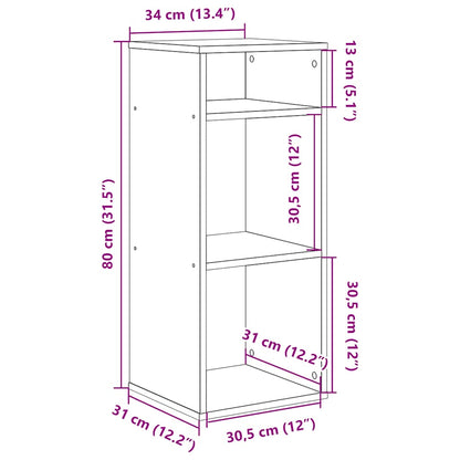 Book Cabinet White 34x31x80 cm Engineered Wood
