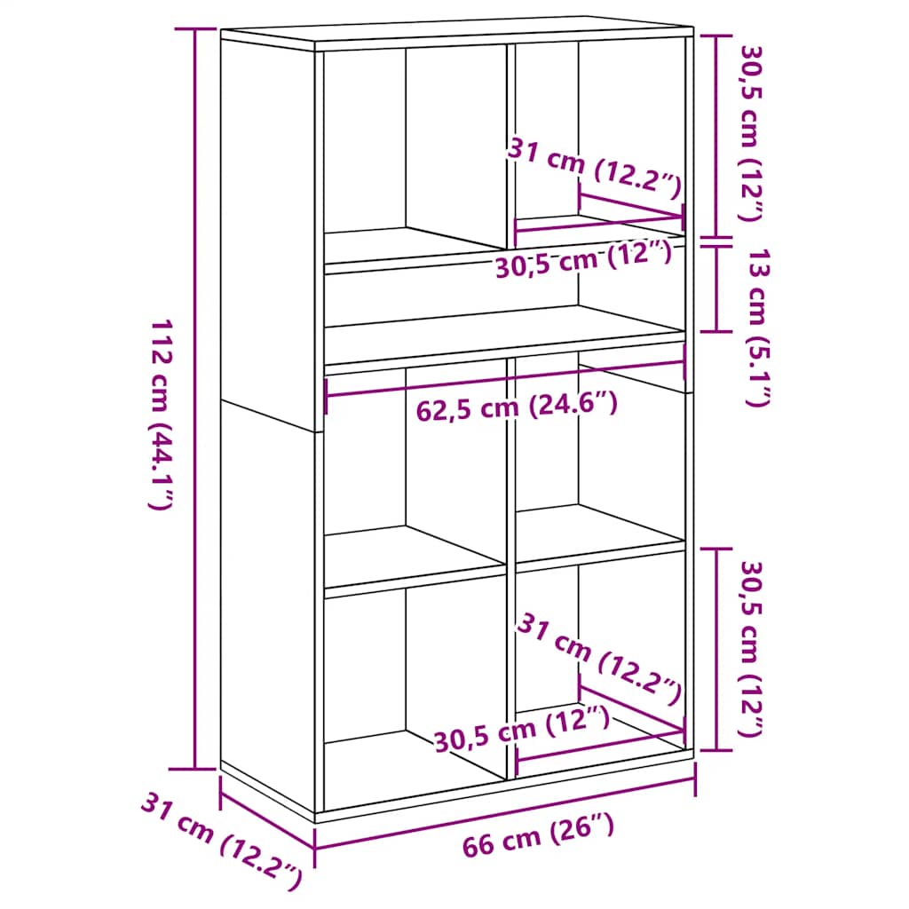 Book Cabinet Grey Sonoma 66x31x112 cm Engineered Wood