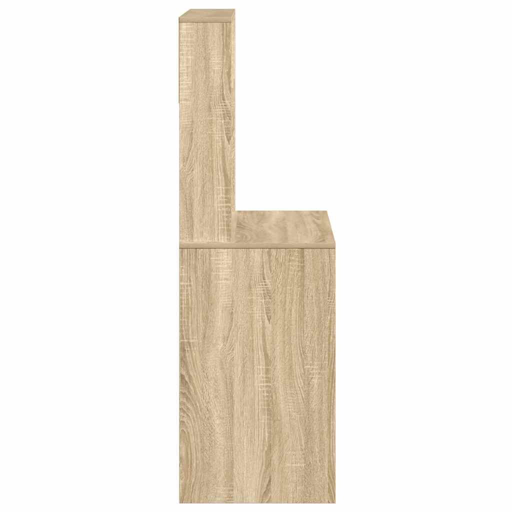 Desk with Shelves Sonoma Oak 100x45x140 cm Engineered Wood