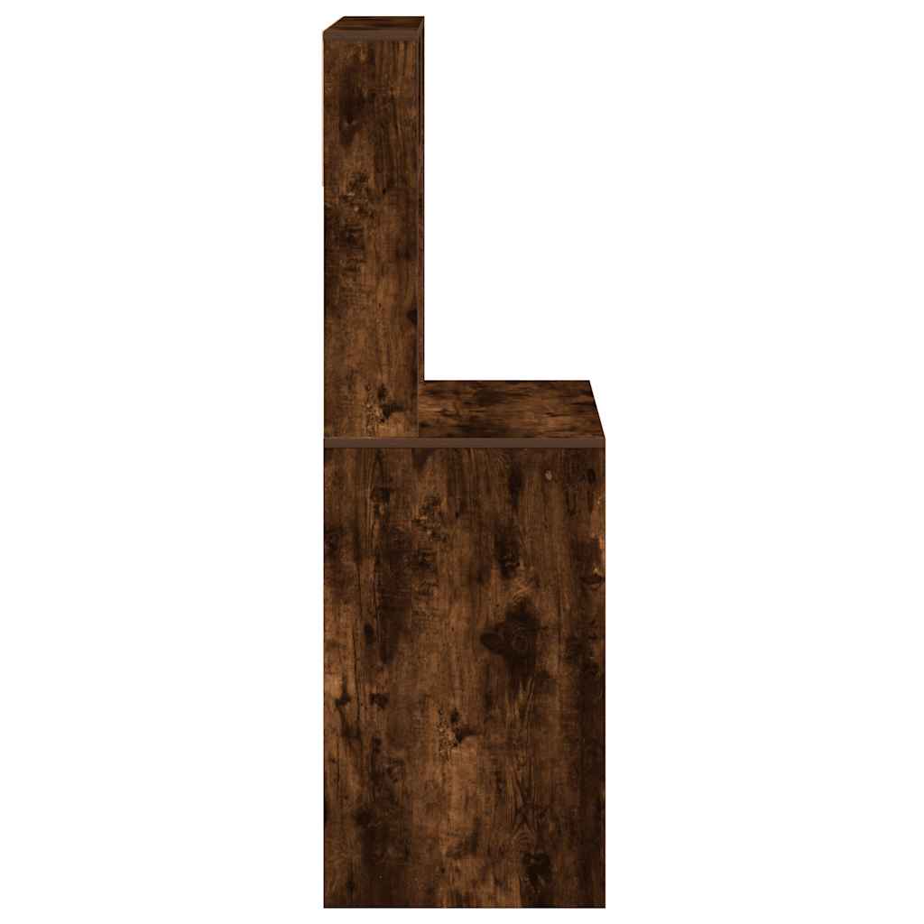 Desk with Shelves Smoked Oak 100x45x140 cm Engineered Wood