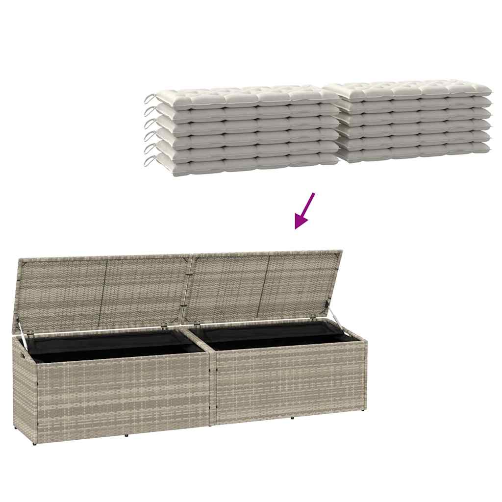 Garden Storage Box Light Grey 220x50x58 cm Poly Rattan