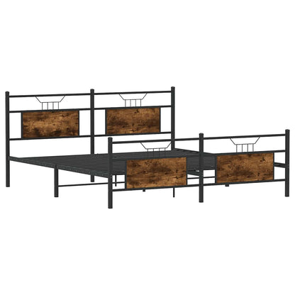 Metal Bed Frame without Mattress Smoked Oak 180x200 cm Super King