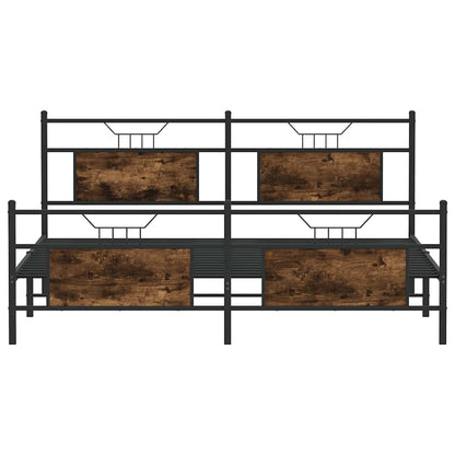 Metal Bed Frame without Mattress Smoked Oak 183x213 cm
